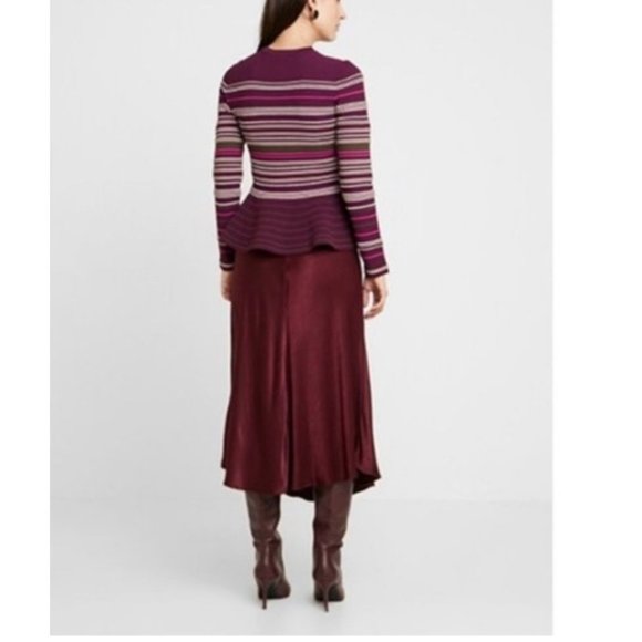 NWT TED BAKER LONDON Stripe Crew Neck Peplum Sweater - Picture 5 of 8